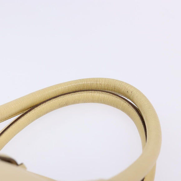 PRADA Gamaguchi Hand Bag Leather Beige Gold Auth 135924