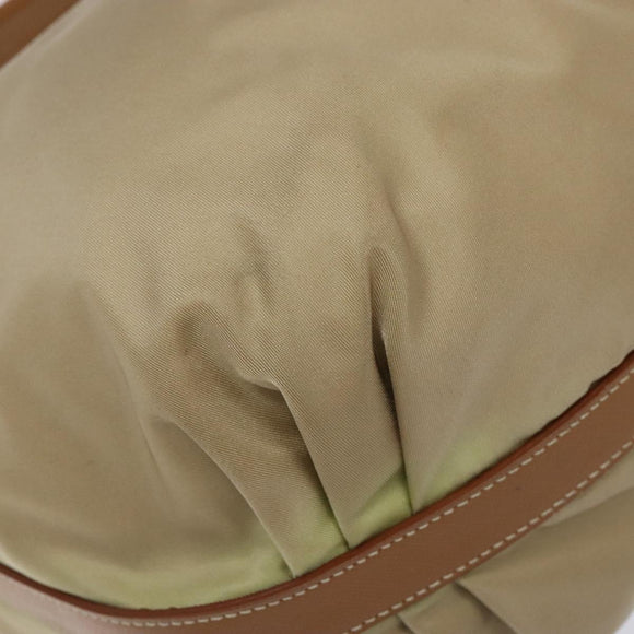 PRADA Tote Bag Nylon Beige Silver Auth 135926