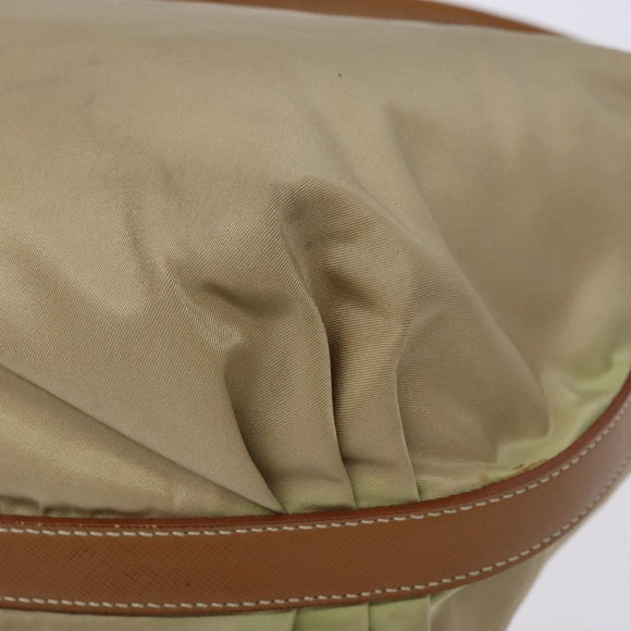 PRADA Tote Bag Nylon Beige Silver Auth 135926