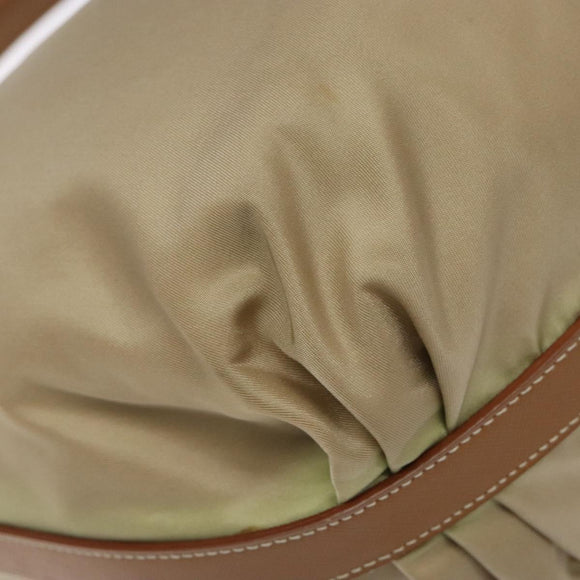 PRADA Tote Bag Nylon Beige Silver Auth 135926