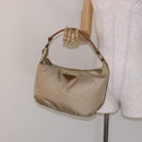 PRADA Tote Bag Nylon Beige Silver Auth 135926-24