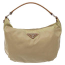 PRADA Tote Bag Nylon Beige Silver Auth 135926-13