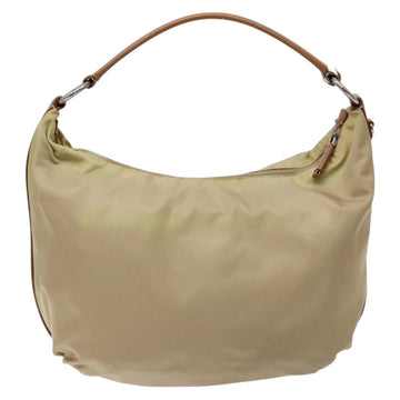 PRADA Tote Bag Nylon Beige Silver Auth 135926 - 0