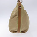 PRADA Tote Bag Nylon Beige Silver Auth 135926-4