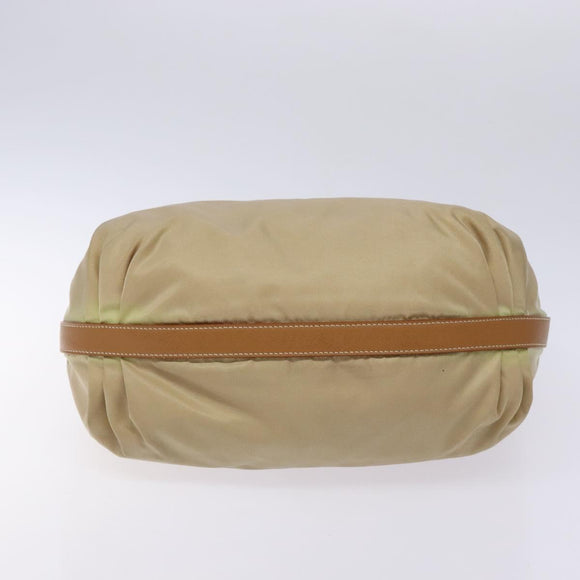 PRADA Tote Bag Nylon Beige Silver Auth 135926