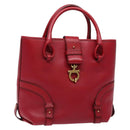 Salvatore Ferragamo Gancini Hand Bag Leather Red Gold Auth 135928-1
