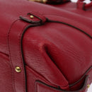 Salvatore Ferragamo Gancini Hand Bag Leather Red Gold Auth 135928-10