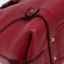 Salvatore Ferragamo Gancini Hand Bag Leather Red Gold Auth 135928-11