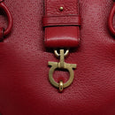 Salvatore Ferragamo Gancini Hand Bag Leather Red Gold Auth 135928-14
