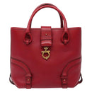 Salvatore Ferragamo Gancini Hand Bag Leather Red Gold Auth 135928-2