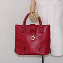 Salvatore Ferragamo Gancini Hand Bag Leather Red Gold Auth 135928-21