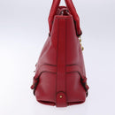 Salvatore Ferragamo Gancini Hand Bag Leather Red Gold Auth 135928-4