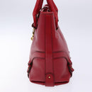Salvatore Ferragamo Gancini Hand Bag Leather Red Gold Auth 135928-5