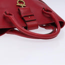 Salvatore Ferragamo Gancini Hand Bag Leather Red Gold Auth 135928-7