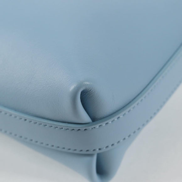 Salvatore Ferragamo Gancini Shoulder Bag Leather Light Blue Gold Auth 135930M