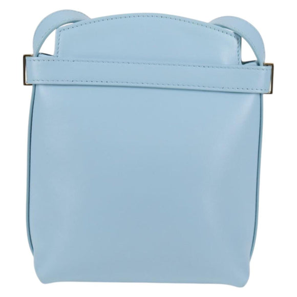 Salvatore Ferragamo Gancini Shoulder Bag Leather Light Blue Gold Auth 135930M