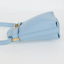 Salvatore Ferragamo Gancini Shoulder Bag Leather Light Blue Gold Auth 135930M-4