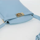 Salvatore Ferragamo Gancini Shoulder Bag Leather Light Blue Gold Auth 135930M-6