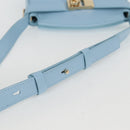 Salvatore Ferragamo Gancini Shoulder Bag Leather Light Blue Gold Auth 135930M-8