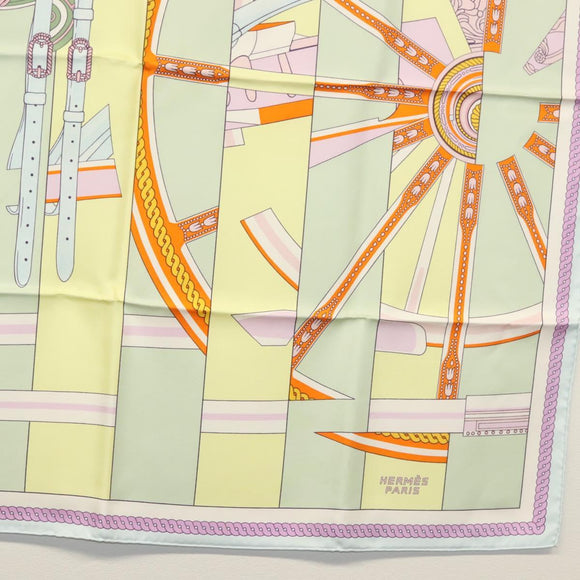 HERMES Carre 90 Scarf ""LA BERLINE BAYADERE"" Silk Light Blue Auth 135933