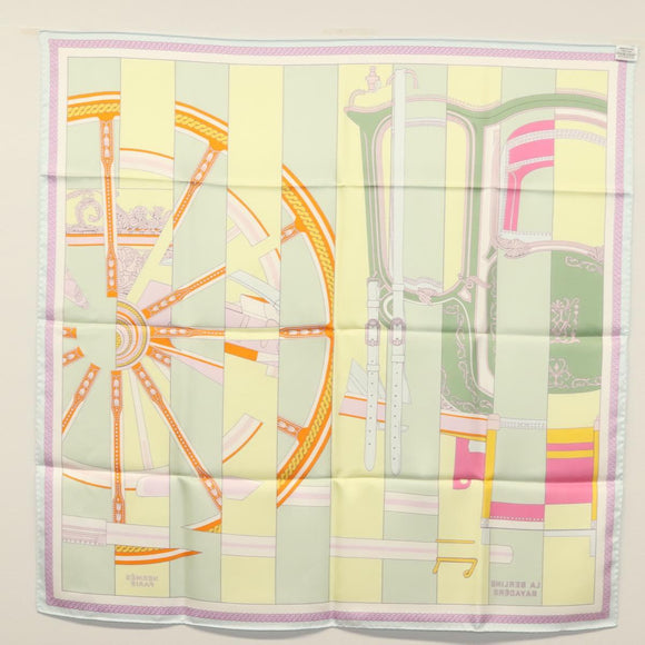 HERMES Carre 90 Scarf ""LA BERLINE BAYADERE"" Silk Light Blue Auth 135933