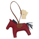 HERMES Rodeo MM Bag Charm Leather Wine Red Auth 135936-1