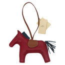 HERMES Rodeo MM Bag Charm Leather Wine Red Auth 135936-2
