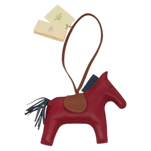 HERMES Rodeo MM Bag Charm Leather Wine Red Auth 135936