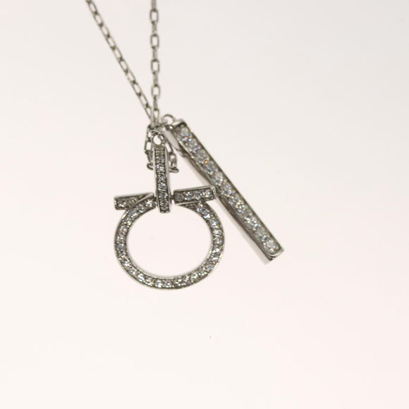 Salvatore Ferragamo Gancini Necklace metal Silver Auth 135938