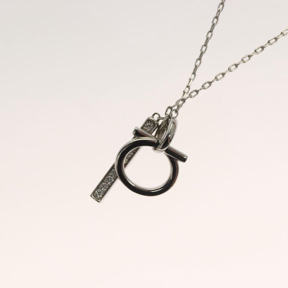 Salvatore Ferragamo Gancini Necklace metal Silver Auth 135938