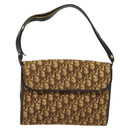 Christian Dior Trotter Canvas Shoulder Bag Brown Gold Auth 135940-2
