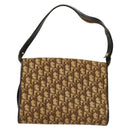 Christian Dior Trotter Canvas Shoulder Bag Brown Gold Auth 135940-3
