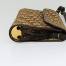 Christian Dior Trotter Canvas Shoulder Bag Brown Gold Auth 135940-5