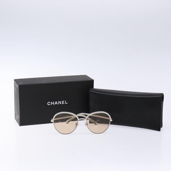 CHANEL Sunglasses plastic Silver CC Auth 135942