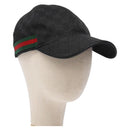GUCCI Web Sherry Line GG Canvas Cap S Black Red Green 200085 Auth 135944-1