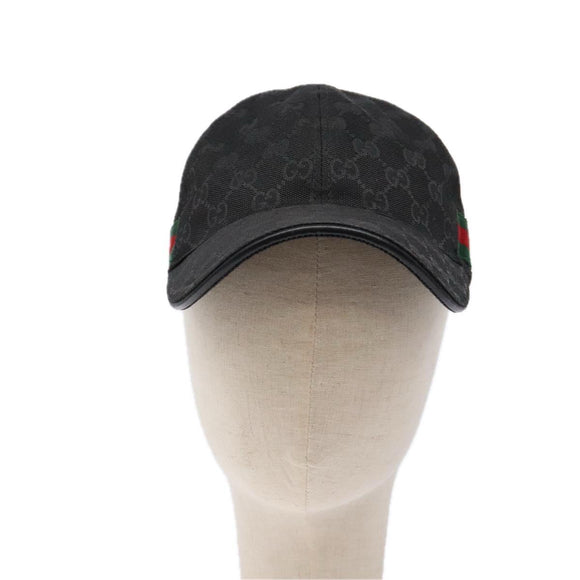GUCCI Web Sherry Line GG Canvas Cap S Black Red Green 200085 Auth 135944