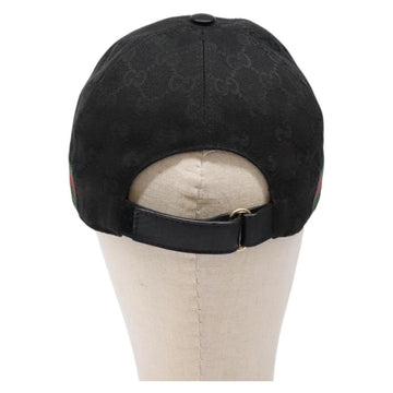 GUCCI Web Sherry Line GG Canvas Cap S Black Red Green 200085 Auth 135944 - 0