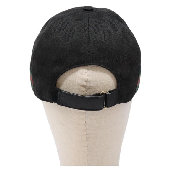 GUCCI Web Sherry Line GG Canvas Cap S Black Red Green 200085 Auth 135944