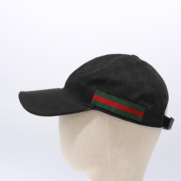 GUCCI Web Sherry Line GG Canvas Cap S Black Red Green 200085 Auth 135944
