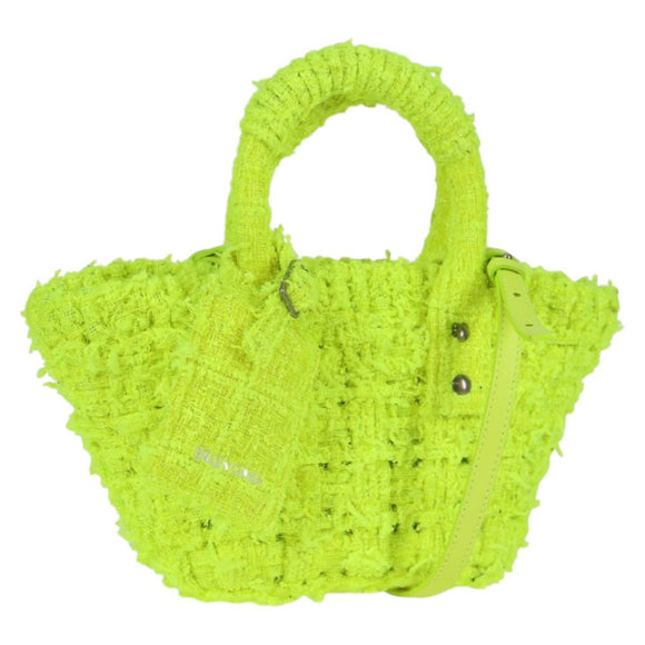 BALENCIAGA Bistro XXS Hand Bag Wool 2way Yellow Silver Auth 135947M