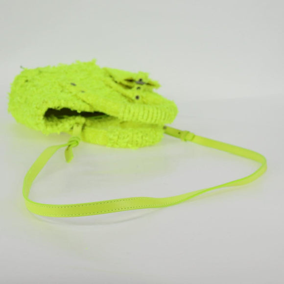 BALENCIAGA Bistro XXS Hand Bag Wool 2way Yellow Silver Auth 135947M