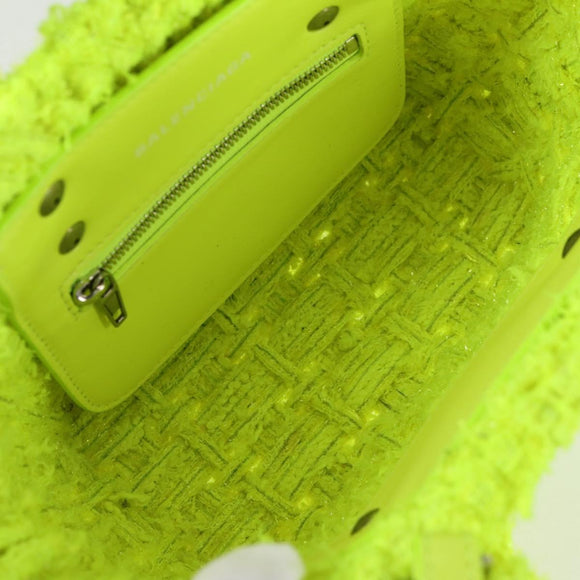 BALENCIAGA Bistro XXS Hand Bag Wool 2way Yellow Silver Auth 135947M