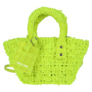 BALENCIAGA Bistro XXS Hand Bag Wool 2way Yellow Silver Auth 135947M-13