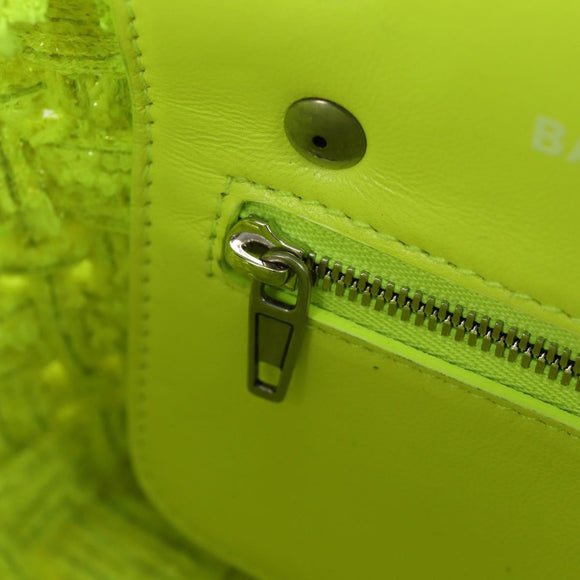 BALENCIAGA Bistro XXS Hand Bag Wool 2way Yellow Silver Auth 135947M