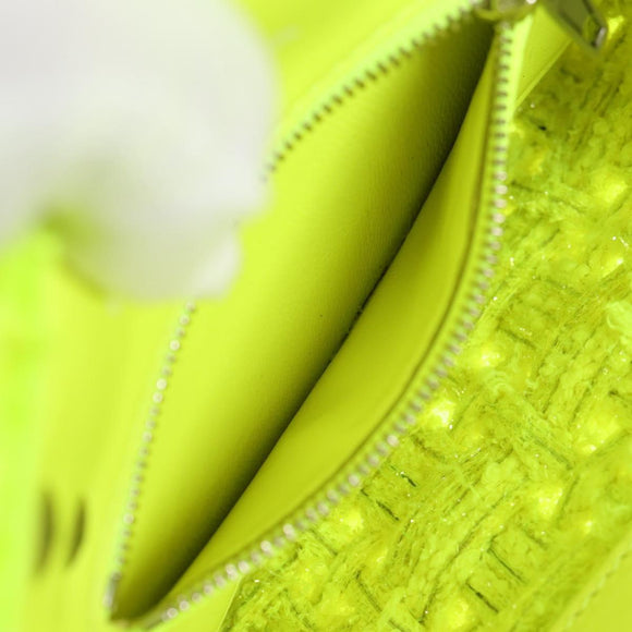 BALENCIAGA Bistro XXS Hand Bag Wool 2way Yellow Silver Auth 135947M