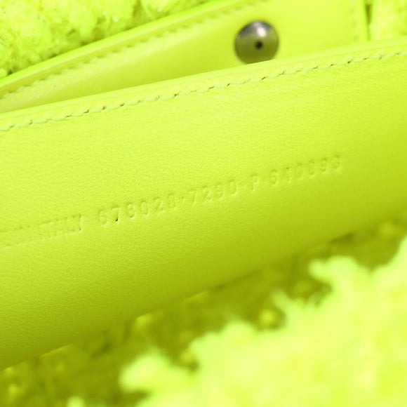 BALENCIAGA Bistro XXS Hand Bag Wool 2way Yellow Silver Auth 135947M