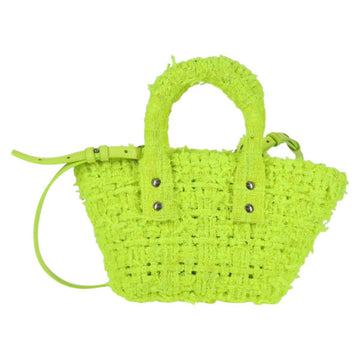 BALENCIAGA Bistro XXS Hand Bag Wool 2way Yellow Silver Auth 135947M - 0