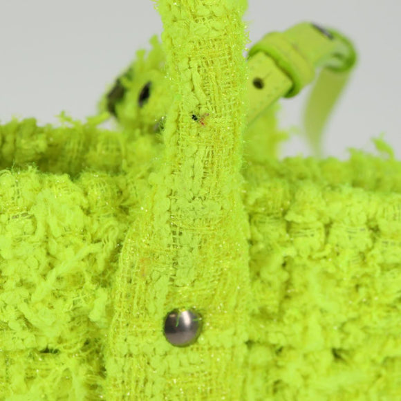 BALENCIAGA Bistro XXS Hand Bag Wool 2way Yellow Silver Auth 135947M