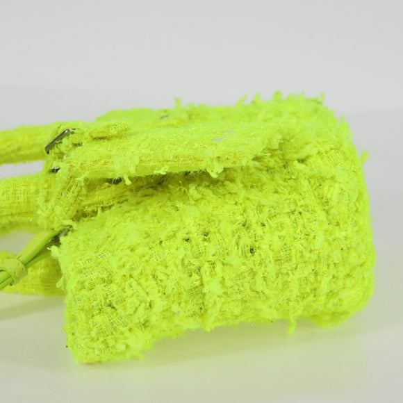 BALENCIAGA Bistro XXS Hand Bag Wool 2way Yellow Silver Auth 135947M