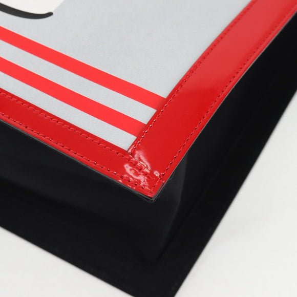 CHANEL Mademoiselle Choco Bar line Tote Bag Leather Red CC Auth 135950V